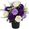 SIFOEL Fiori artificiali per cimitero, crisantemi e rose artificiali, decorazione commemorativa funebre in vaso, decorazione per tombe, per esterni e interni (1pezzo, viola)