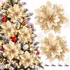 Verphysis Fiori di Natale Artificiali con Clip, 24 Pezzi Fiori per Albero di Natale | Fiori Natalizi per Decorazioni,Fiori Poinsettia Glitter per Albero di Natale Ghirlanda Decorazioni Natalizie,Addobbi Natalizi