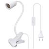 LQUNFYL 240CM Cavo Portalampada E27 con Pinza, 360°Flessibile 10MM di Spessore Collo di Cigno, Ceramica Base, Lampada con Pinza, Lampada con Morsetto, Lampada Scrivania per Leggi, Piante Crescita(Bianco)