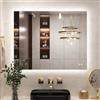 Keonjinn Specchio da bagno con luci LED, 100x80cm Specchio da bagno rettangolare illuminato con luce retroilluminata, anti-appannamento da parete specchi per trucco 3 colori dimmerabili, funzione