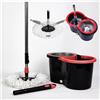 Meridiana - Spin mop Lavapavimenti Con Sistema di Strizzatura Manuale | attivabile attraverso il Manico, Set per la Pulizia dei Pavimenti con Secchio e Cestello in ACCIAIO INOX