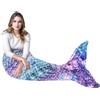 Vautvis Coperta A Coda Di Sirena, Indossabile Coperta Coda Da Sirena Per Adulti, 160x70cm, Coperta A Pinna Di Sirena, Coperta Sirena Di Flanella, Sacco A Pelo Per Divano, Letto, Campeggio
