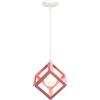 iDEGU Lampadario a Sospensione Moderno a Forma di Cubo Stile Geometrico Lampada da Soffitto Vintage in Metallo E27 Lampada a Sospensione per Camera da Letto, Soggiorno, Ristorante - 16cm, Rosa