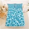 Homewish Set di lenzuola per letto singolo, stampa leopardata blu, stampa animalier 2D, set di lenzuola, 3 pezzi