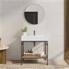DEGHI Mobile bagno a terra 80 cm nero spazzolato e rovere con top lavabo e specchio - Axis