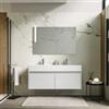 DEGHI Mobile bagno sospeso 120 cm con cassetti bianco opaco e lavabo integrato doppia vasca - Edith