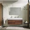 DEGHI Mobile bagno sospeso 120 cm con cassetti rovere deciso e lavabo integrato doppia vasca - Edith