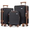 SHOWKOO Set Valigie 3 Rigide Espandibili 100% PC Set Trolley Bagaglio a Mano Valigia Viaggio Cabina con Chiusura TSA e Ruote Removibili (M-L-XL, Nero Elegante)