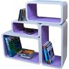 Cube Mensola Da Muro Libreria Scaffale Vari Colori Retrò Cubi Moderno LO01 (Bianco/Lilla)