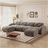 Yihomfy Divano Angolare Modulare, Grande Letto Compresso 6 Posti, a U in Ciniglia Con 2 Pouf E Braccioli Curvi Per Soggiorno O Home Cinema, Nessun Montaggio Richiesto, Marrone, 258 Cm