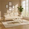 DecHome - Divano Letto 3 Posti Clic-Clac Scandinavo in Tessuto effetto Lino Dimensioni 181x77x78 cm colore Beige