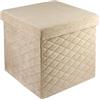Baroni Home Pouf Cubo Contenitore Pieghevole in Velluto, Poggiapiedi Imbottito Porta-Oggetti, Sgabello Contenitore per Camera e Salone, Pouf Salvaspazio, 35x35x35 cm, Beige