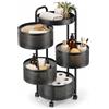 Relaxdays carrello, 4 cestelli, piano, metallo, 79,5 x 33 cm, nero | 4 ruote, cucina, bagno, ufficio, nicchie, carrello di servizio, design a rete, 8 kg per ripiano, girevole a 360°