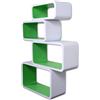 Cube Inox Mensola Da Muro Libreria Scaffale Vari Colori Retrò Cubi Moderno LO01 (Bianco/Verde)