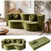 LVRUIEDS Divano letto 2 posti, divano letto, Divano letto senza osso,Spessa 32 cm | Tessuto in ciniglia removibile, Nessun Assemblaggio, Con 2 Cuscini (Green, 150x100x32CM)
