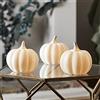 Lights4fun Set di 3 Zucche Decorative di Halloween in Ceramica con LED Bianchi Caldi a Pile per Interni