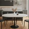 Aislinglen Tavolo da pranzo rotondo allungabile, 100/140 x 100 x 75 cm, tavolo da pranzo ellittico in legno, per 2-6 persone, tavolino da caffè per cena, soggiorno, sala da pranzo (tavolo bianco +