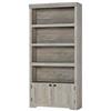 Garvee Libreria Alta 5 Ripiani con Ante e Mensole Regolabili, Design Antiscivolo per Ufficio e Soggiorno - Grigio Carlo, Maniglie Nere, L80 cm
