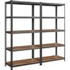 SONGMICS Set di 2 ripiani portaoggetti a 5 livelli, 60 x 120 x 200 cm, capacità 750 kg, tavole regolabili, stile industriale, per cucina, soggiorno, marrone rustico e nero GLR060B12