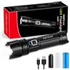 KEPEAK Torcia LED Ricaricabile, Torcia LED Potente Professionale 9000 Lumen Zoomable con Batteria da 5000mAh, 5 Modalità Torcia Tattica IP67 Impermeabilità per Campeggio Aperto, Emergenza, Trekking