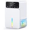 PIAZCEW Deumidificatore Casa, 1500ml Deumidificatori Portatile, Modalità Sonno, 28dB Funzionamento Silenzioso Deumidificatore Muffa, Spegnimento Automatico, Timer 12 Ore, per Casa Bagno