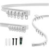 Generic Binario Tenda Soffitto Flessibile, Binario per Tende Scorrevole e Pieghevole, Kit Binario Tenda Curva con Rulli Muti 1m-6m per Camper, Tenda da Doccia e Separazione Ambienti(Bianco,2m)