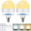 Görvitor Lampadina LED Ricaricabile E14 Dimmerabile con Telecomando 3 Colori 2 Pezzi, con Batteria 2500mAh, Base Magnetica Rimovibile, Lampadina Senza Fili per Lampada da Interno con Gancio
