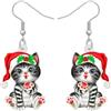 NEWEI Graziosi orecchini a forma di gatto di Natale per donne e ragazze