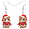 NEWEI Graziosi orecchini a forma di gatto di Natale per donne e ragazze