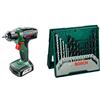 Bosch 06039B3000 Avvitatore EasyDrill 12, 12 V, Verde + 2607019675 X-Line Set Mini, 15 Punte, Metallo Legno Muro