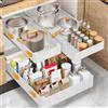 Cozary Cassetti Estraibili per Cucina, Set 3 Pezzi - Scomparti Impilabili | Cestelli Estraibili Per Cucina, 3 Misure (13/18/27x40x7 cm), Montaggio Con Nastro O Viti, Apertura Fluida e Silenziosa.