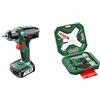 Bosch 06039B3000 Avvitatore EasyDrill 12, 12 V, Verde + 2607010608 x -Line Set 34 Pezzi, Avvitamento e Foratura