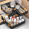 Cozary Cassetti Estraibili per Cucina, Set 3 Pezzi - Scomparti Impilabili | Cestelli Estraibili Per Cucina, 3 Misure (13/18/27x40x7 cm), Montaggio Con Nastro O Viti, Apertura Fluida e Silenziosa.