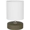 EGLO Lampada da tavolo Romanoro, piccola lampada da comodino in ceramica | Lampada da tavolo in ceramica strutturata verde con paralume in tessuto bianco, lampada da tavolo decorativa con attacco E14