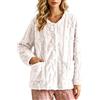 GMQWRK Giacca da letto da donna in morbido pile felpato, con tasche, casual, ampia, con bottoni, per inverno, primavera, calda, camicia da notte per anziani, madri, casa, abbigliamento da salotto