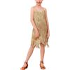 EFOGEP Bambini ragazze latina nappa abito scintillante paillettes senza maniche vintage a strati frangia abiti ballroom party cha cha jazz balletto danza 1920s performance abito