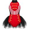 inhzoy Bambina Tuta Ballerina Body Danza Vestito da Direttore Circo | Abbigliamento Ballo Latino,Festa,Carnevale,Halloween,Natale,Compleanno,Gioco Di Ruolo