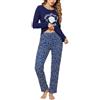 Litherday Pigiama Donna Invernale Cotone Stampa Cuore Pantaloni Tasche | Cotone morbido, maglia con stampa cuore, pantaloni fantasia stelle luna, tasche e coulisse, facile lavaggio, casa e relax