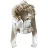 ORANDESIGNE Felpa con Cappuccio e Zip da Donna in Stile Vintage Anni 2000 Felpa Grunge per Ragazze Adolescenti Cappotto Lungo Aderente con Collo in Pelliccia Sintetica