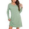 Lovasy Camicia da Notte Donna Inverno Camicia da Notte a Maniche Lunghe | in Maglia a Coste Sottoveste Caldo con Scollo a V Morbido Pigiama Lungo Vestaglie per Casa e Casuale