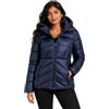 Geographical Norway Blanche Donna Piumino Pesante Corto Trapuntato Chevron Cappuccio Removibile Poliestere Zip Doppio Cursore Inverno Caldo