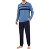 Marvmys Pigiama da Uomo Manica Lunga Pantaloni con Tasche | Disponibile con scollo a V o girocollo Maglia con dettaglio a righe pantaloni in tinta unita con tasche e vita elastica