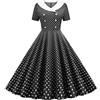 YOSUWOAI Abito da donna a maniche corte, stile rockabilly, stile vintage anni '50, a pois, elegante, con scollo a V, abito da coctail, elasticizzato, anni '50