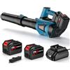 QUUGAR Soffiatore a Batteria 21 V, Soffiatore Foglie con 2 Batterie 4,5Ah (blu) | con 6 Livelli di Velocità, Velocità Aria Max 360 km/h, Portata d'aria 2,33 m³/h, per Giardino, Patio, Auto e Rimozione Neve