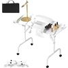 UISEBRT Tavolo pieghevole per manicure con aspirazione e rotelle, per manicure portatile, portatile, per manicure mobile, venature bianche