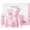 LAIKOU Kit per la Cura Della Pelle Sakura, 6Pcs Set per Cura Della Pelle Sakura, Set Skincare Viso Completo, include Detergente Viso, Tonico Idratante, Crema, Siero, Contorno Occhi, Crema Solare
