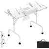 Froadp 94 x 48 x 72 cm, tavolo per manicure con aspirazione, pieghevole, tavolo da studio con ruote, cuscino a mano, cassetto e custodia, tavolo per manicure, salone di unghie, venature bianche