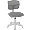 Vinsetto Sedia da ufficio ergonomica senza braccioli girevole grigio | Sedia da ufficio, schienale curvo in rete, ruote, altezza regolabile, per toeletta, camera da letto