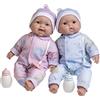 JC Toys Twins - Bambola realistica Berenguer Boutique, Set Regalo per Gemelli con Abiti e Accessori Rimovibili, Rosa e Blu, caucasica, età 2+