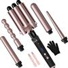 iceagle Ferro Arricciacapelli 5 in 1 - Arricciacapelli con 5 Diversi Diametri Intercambiabili, Ceramica Bacchetta Arricciacapelli Include Guanti Resistenti al Calore
